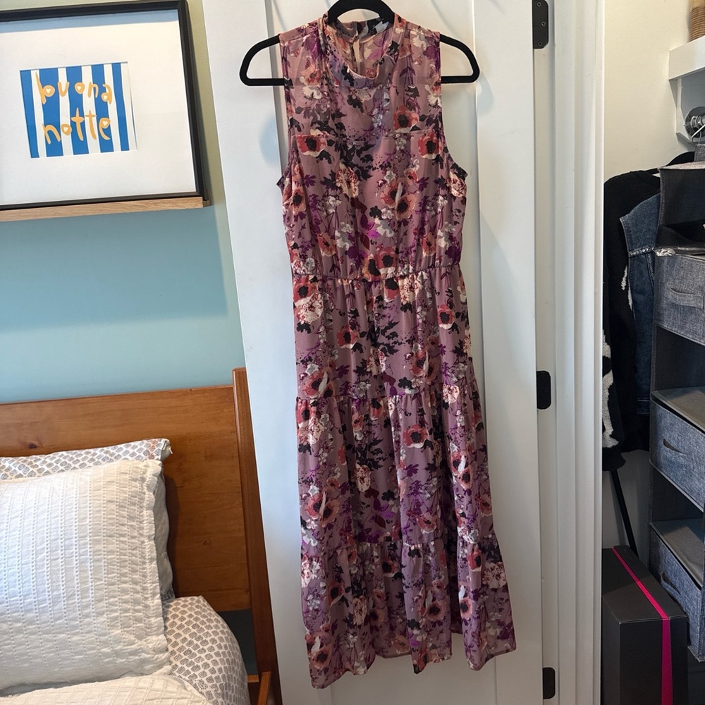 Lulu's Purple Floral Midi Dress
